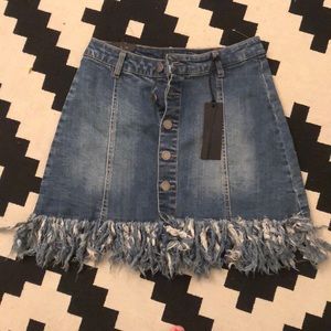 Fringed jean skirt